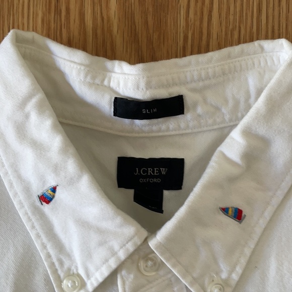 J Crew Sail Boat Embroidered Oxford Button Down Shirt size large L - Picture 3 of 4